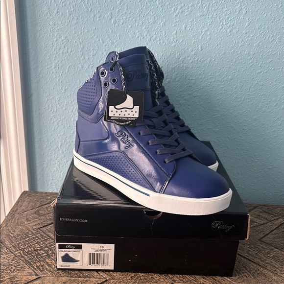 Pastry Blue High-Top Sneakers for women’s size. - Picture 3 of 10
